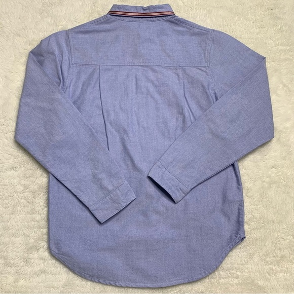 Tutto Piccolo Boy's Light Blue Red Button Down Shirt With Patches Size 12 - Picture 6 of 11